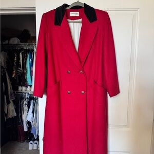 Stylish Wool Vintage Union Made Red Double-Breasted Trench Coat